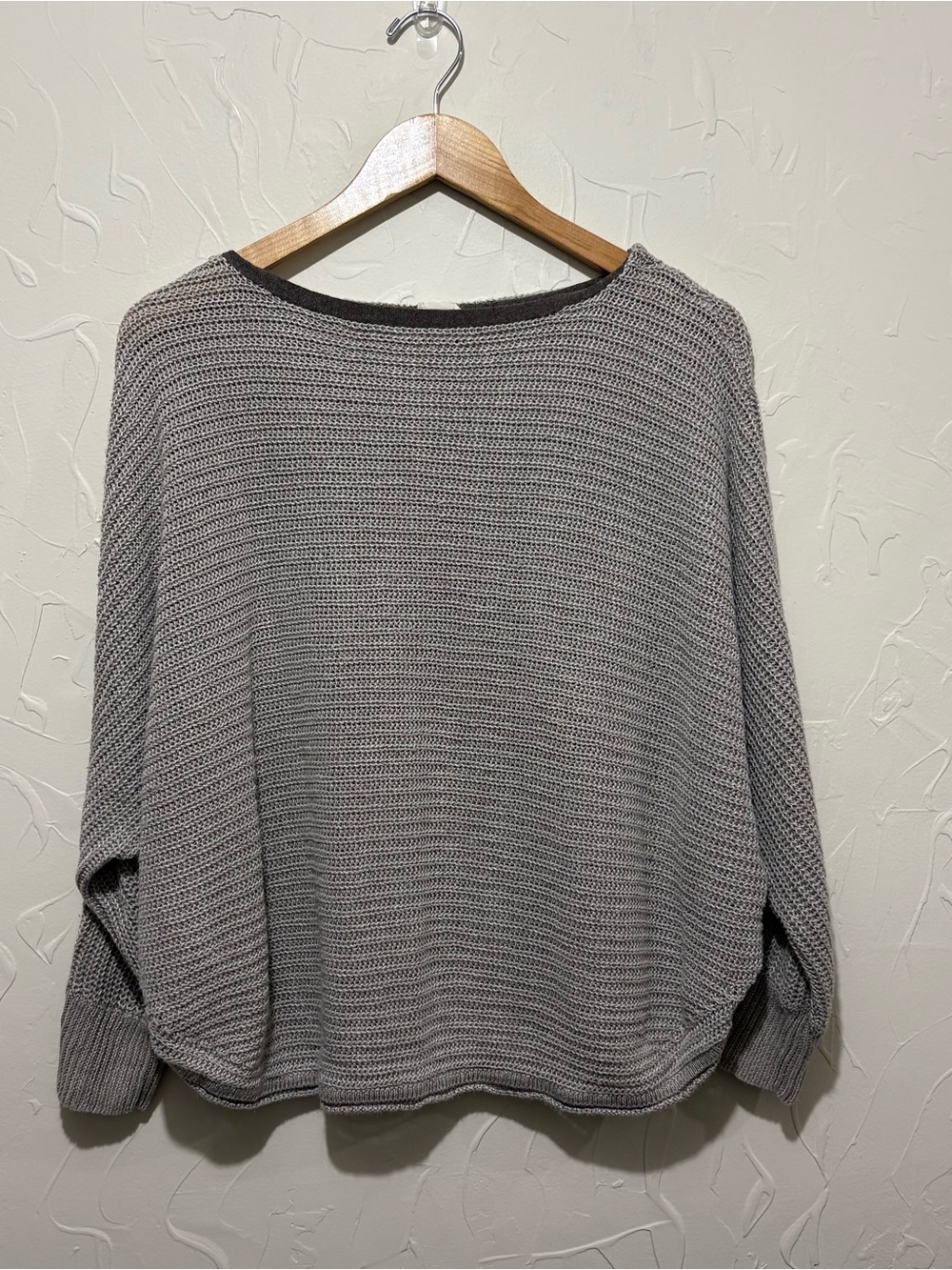 Poetry grey boat-neck dolman sleeve 100% linen knit sweater (size US 10)